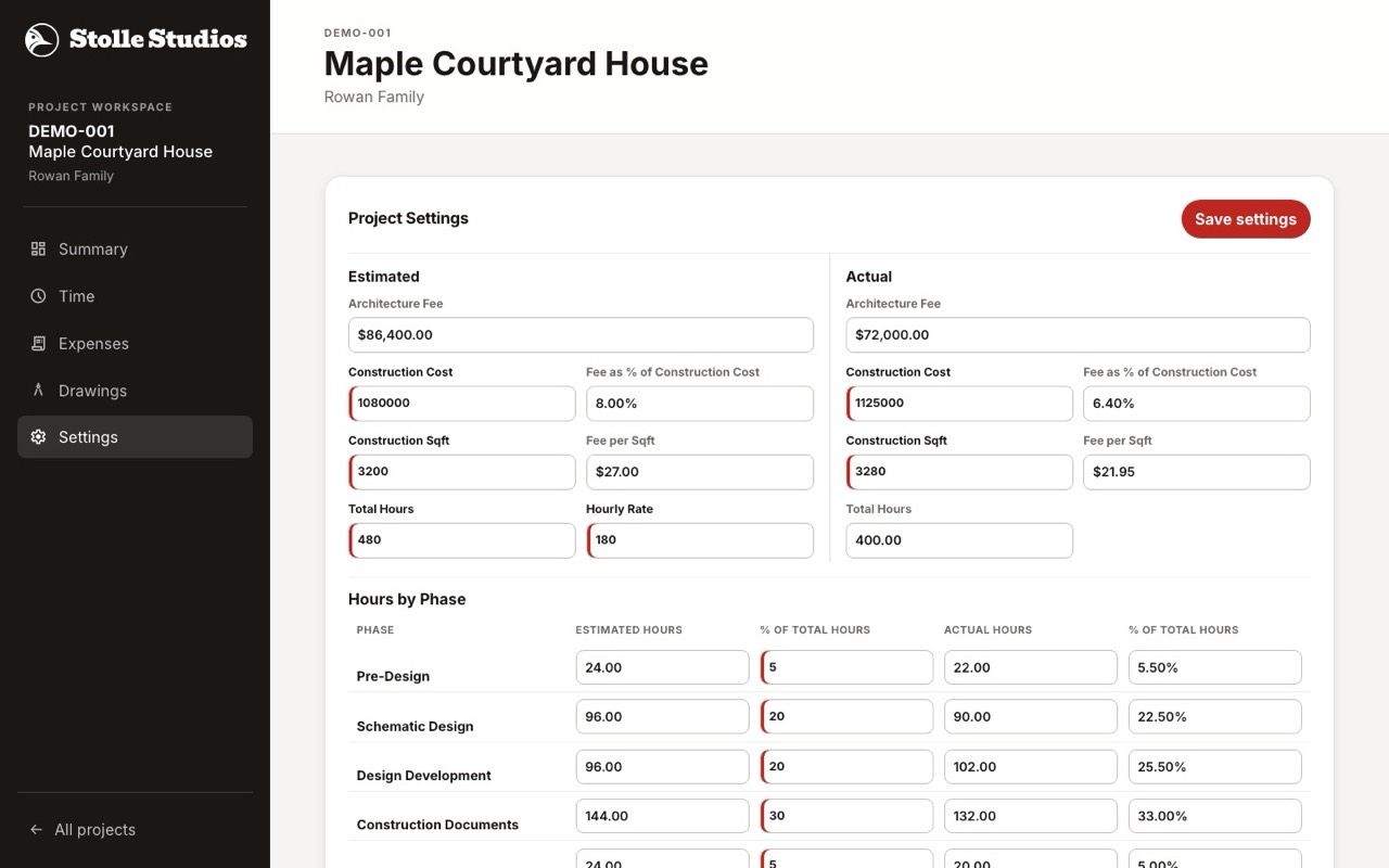 Stolle Studios Command Center settings screenshot
